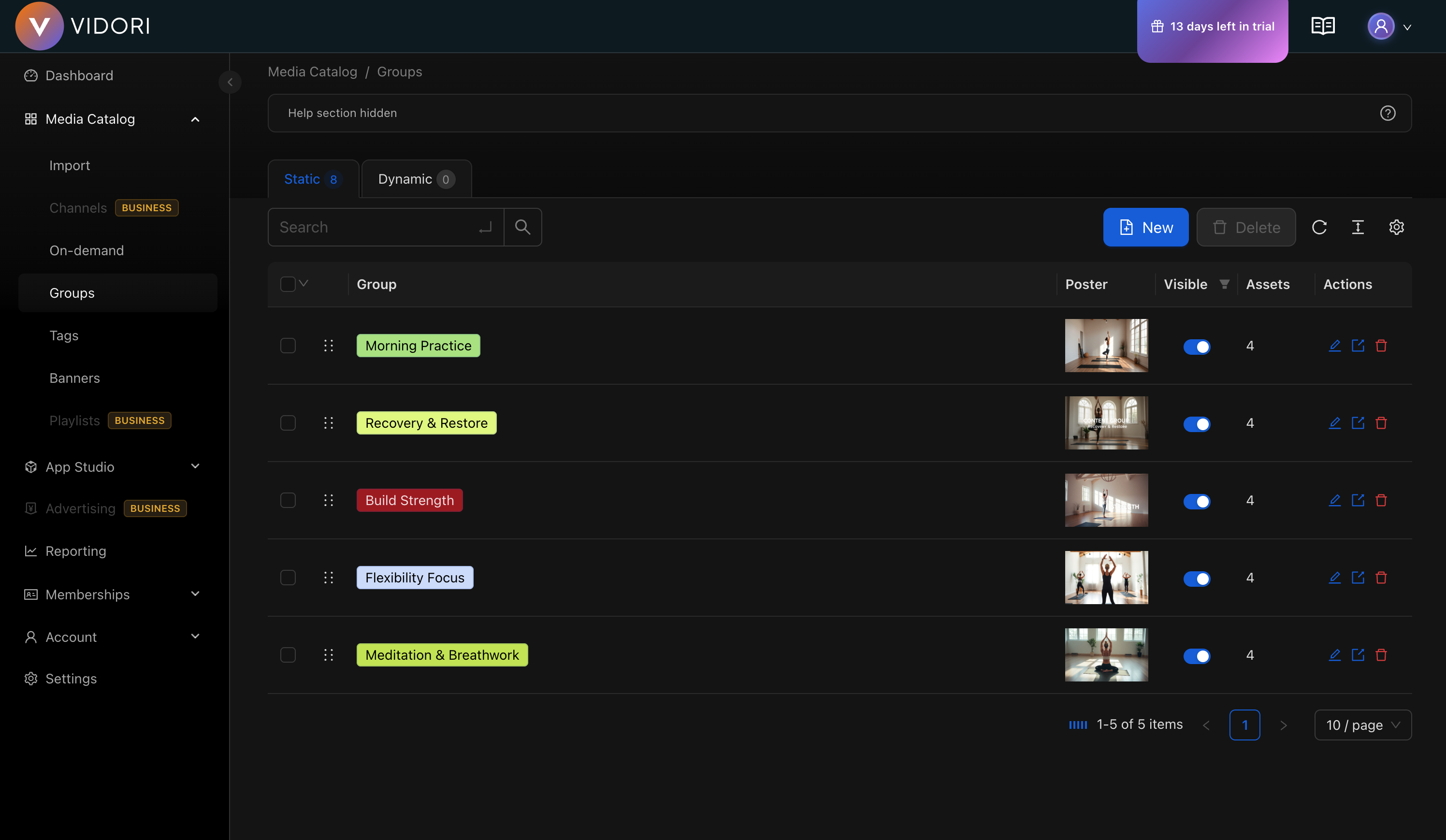Media Catalog Groups