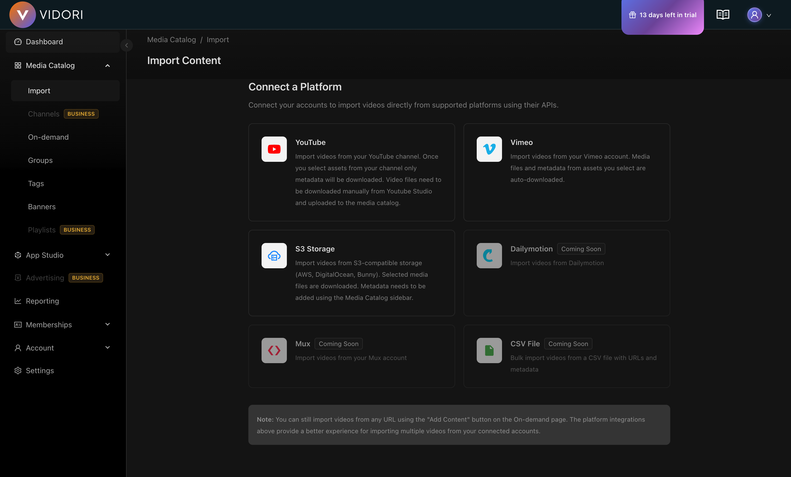 Media Catalog Import